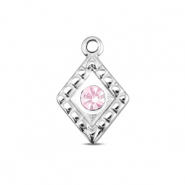 BY31&reg; Stainless steel charms rhombus Silver-Soft Pink Opal