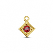 BY31&reg; Stainless steel charms rhombus Gold-Ruby Red