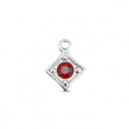 BY31&reg; Stainless steel charms rhombus Silver-Ruby Red