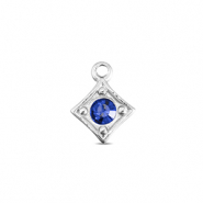 BY31&reg; Stainless steel charms rhombus Silver-Sapphire Blue
