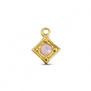 BY31&reg; Stainless steel charms rhombus Gold-Soft Pink Opal