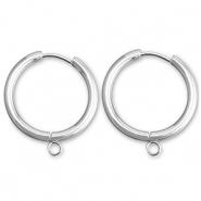 Stainless steel earrings creole with loop 23mm Silver