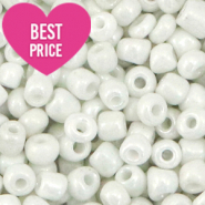 Glass seed beads 6/0 (4mm) Bright White Pearl