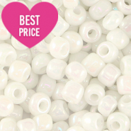 Glass seed beads 6/0 (4mm) White AB