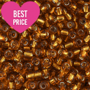 Glass seed beads 6/0 (4mm) Silverlined Copper Brown