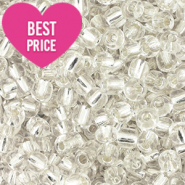 Glass seed beads 8/0 (3mm) Silverlined Transparent
