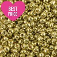 Glass seed beads 8/0 (3mm) Metallic Shine Yellow Gold