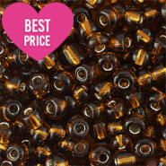 Glass seed beads 8/0 (3mm) Silverlined Cognac Brown