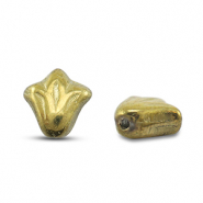 Czech Beads lily flower 9mm Gold