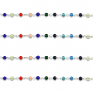 Stainless steel findings belcher chain round Silver-Multicolour