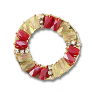 Top faceted charms round Red-Transparent AB-Gold