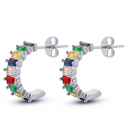 Stainless steel earrings / earpins Silver-Multicolour