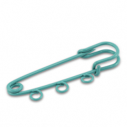 Colourful jewellery findings ornamental pin with 3 loops Teal Green