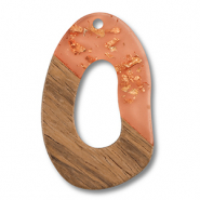 Wooden pendants irregular Orange Transparent-Gold-Brown