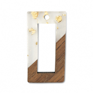 Wooden pendants rectangle Transparent-Gold-Brown