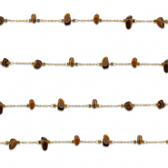 Stainless steel findings belcher chain Tigereye irregular Gold-Golden Brown