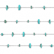 Stainless steel findings belcher chain Howlite irregular Silver-Turquoise