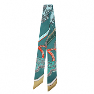 Bandana scarf with horse Teal Green-Light Blue-Light Brown