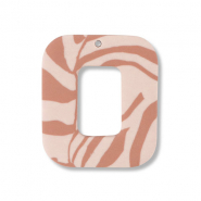 Polymer pendants square Light Peach Pink-Light Brown