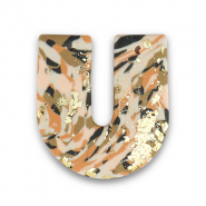 Polymer pendants U-shaped Brown-Pink-White-Gold