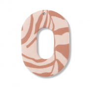 Polymer pendants oval Light Peach Pink-Light Brown