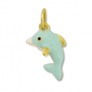 Metal charms dolphin Mint Green-White-Gold