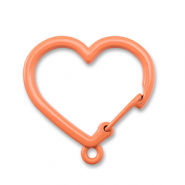 Colourful jewellery findings key chain heart with loop Orange