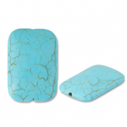 Beads Ceramic rectangle Turquoise Blue