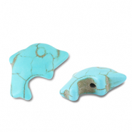Beads Ceramic dolphin Turquoise Blue