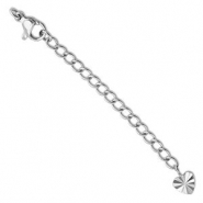 Stainless Steel findings extension chain set heart with lobster clasp Silver