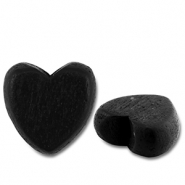 Wooden beads heart Black