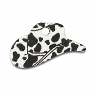 Wooden charm cowboy hat White-Black