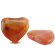 Natural stone beads Agate heart crackled Transparent Coral Red