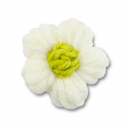 Crochet flower Off White-Lime Green