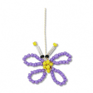 Glass seed beads charms butterfly Purple-Yellow-Black