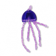 Glass seed beads charms jellyfish Blue-Purple-Transparent Purple Lined AB