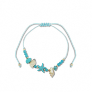 Trendy Anklets / Ankle bracelets mixed beads Turquoise-Gold