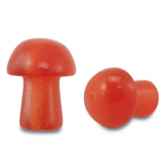 Natural stone beads glass mushroom Coral Red