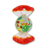 Hand-painted glass charms candy Red-Transparent-Yellow-Blue