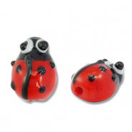 Hand-painted glass beads ladybug Red-Black-White
