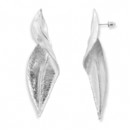 Trendy earrings leaf Silver