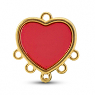 DQ European metal charms with 6 loops Red-Gold (Nickelfree)