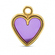 DQ European metal charms heart Purple-Gold (Nickelfree)