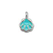DQ European metal charms shell Turquoise Blue-Antique Silver (Nickelfree)