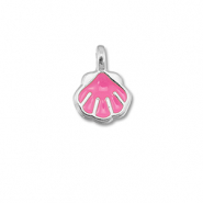 DQ European metal charms shell Magenta Pink-Antique Silver (Nickelfree)