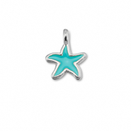 DQ European metal charms starfish Turquoise Blue-Antique Silver (Nickelfree)