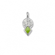 DQ European metal charms rhombus Light Green-Antique Silver (Nickelfree)