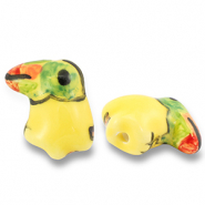 Beads ceramic toucan Yellow-Green-Orange