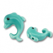 Beads ceramic dolphin Turquoise