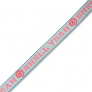 BY31&reg; Ribbon text "Shell yeah" Light Blue-Pink-Coral Red-Blue
